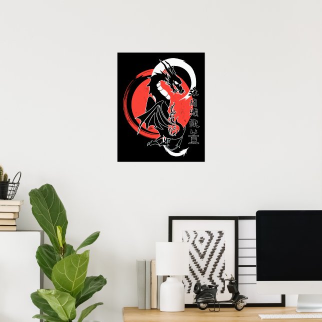 Schwarzer Drache, roter Mond Poster (Heimbüro)
