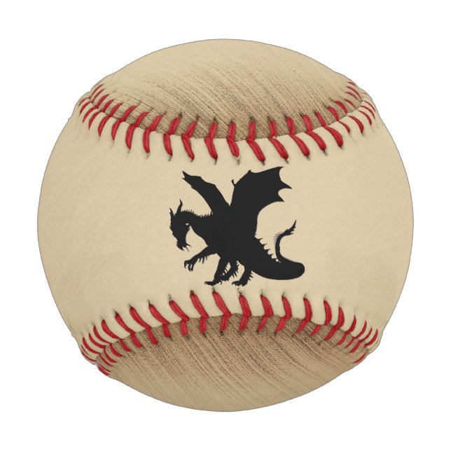 Schwarzer Drache rustikaler Hintergrund Baseball (Vorderseite)