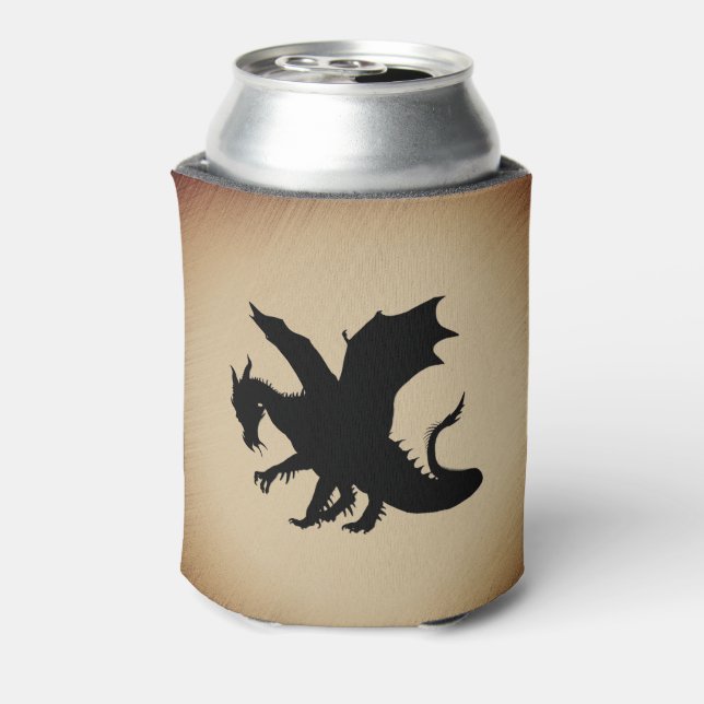 Schwarzer Drache rustikaler Hintergrund Dosenkühler (Kanne Rückseite)