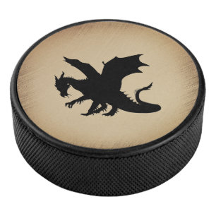 Schwarzer Drache rustikaler Hintergrund Eishockey Puck