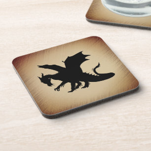 Schwarzer Drache rustikaler Hintergrund Getränkeuntersetzer