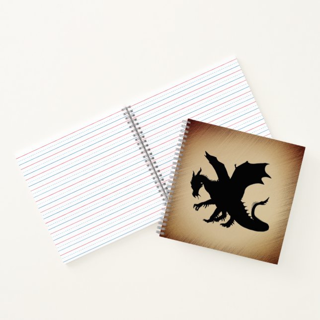 Schwarzer Drache rustikaler Hintergrund Notizbuch (Innenseite)