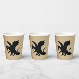Schwarzer Drache rustikaler Hintergrund Pappbecher