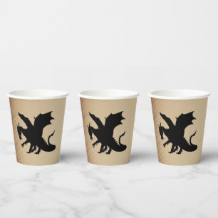 Schwarzer Drache rustikaler Hintergrund Pappbecher