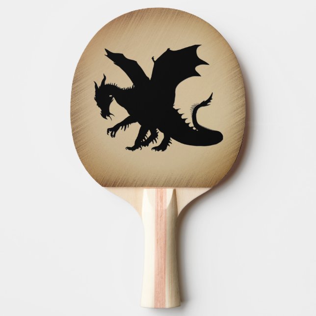 Schwarzer Drache rustikaler Hintergrund Tischtennis Schläger (Vorderseite)