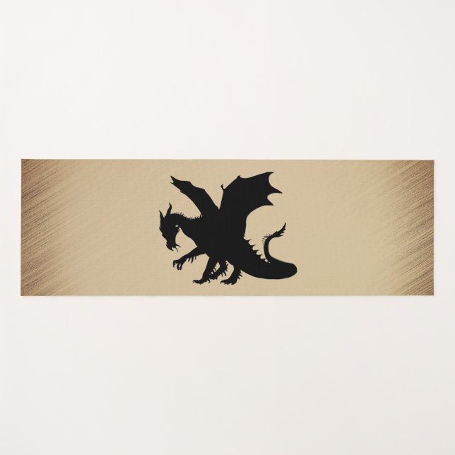 Schwarzer Drache rustikaler Hintergrund Yogamatte (Vorderseite (Horizontal))