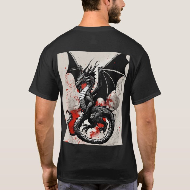 Schwarzer Drache T-Shirt (Rückseite)
