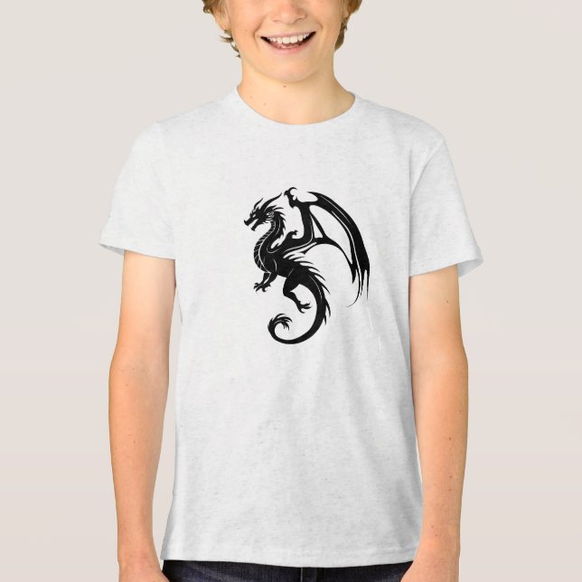 Schwarzer Drache Tri-Blend Shirt (Vorderseite)