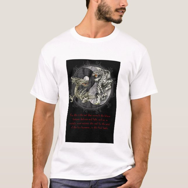Schwarzer Drache/weißer Tiger T-Shirt (Vorderseite)