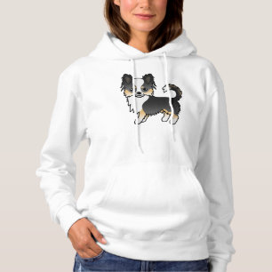 Schwarzer Dreifarbiger Langhaar Chihuahua Süßer Hu Hoodie