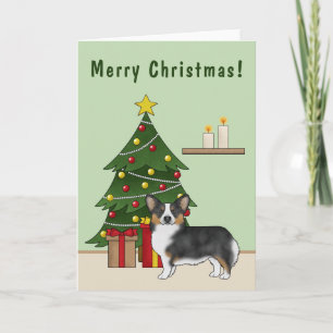 Schwarzer Dreifarbiger Pembroke Welsh Corgi Weihna Karte