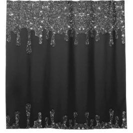 Schwarzer Drill-Glitzer Duschvorhang