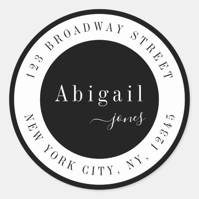 Schwarzer einfacher Skriptname Moderne Rücksendead Runder Aufkleber (Vorderseite)