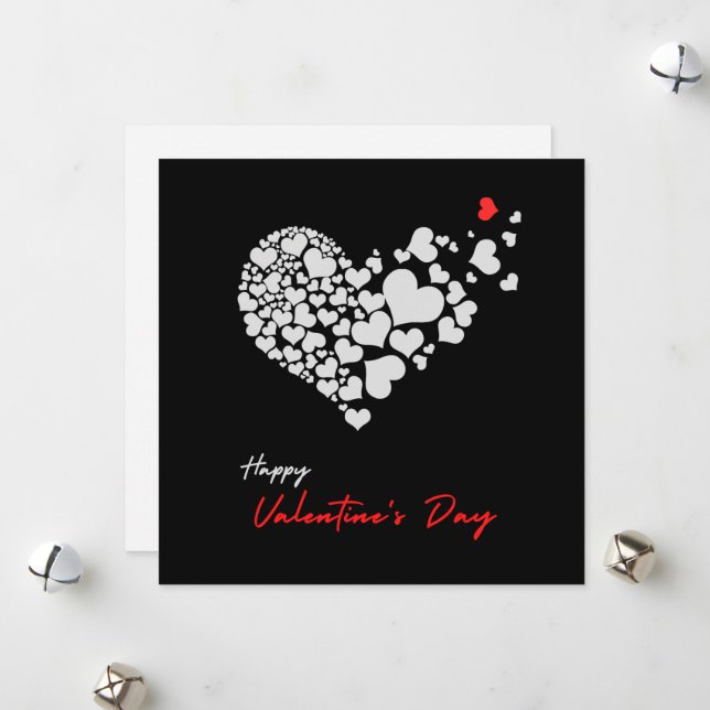 Schwarzer einfacher Valentinstag Feiertagskarte (Vorderseite/Rückseite Beispiel)