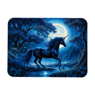 Schwarzer Einhorn Fantasy Vollmond Magnet