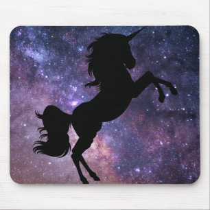 Schwarzer Einhorn-Galaxie-Hintergrund Mousepad