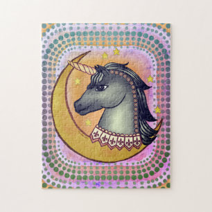 Schwarzer Einhorn-Mond Puzzle