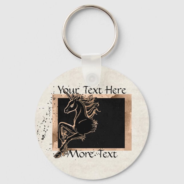 Schwarzer Einhorn-Schlüsselanhänger Schlüsselanhänger (Vorderseite)