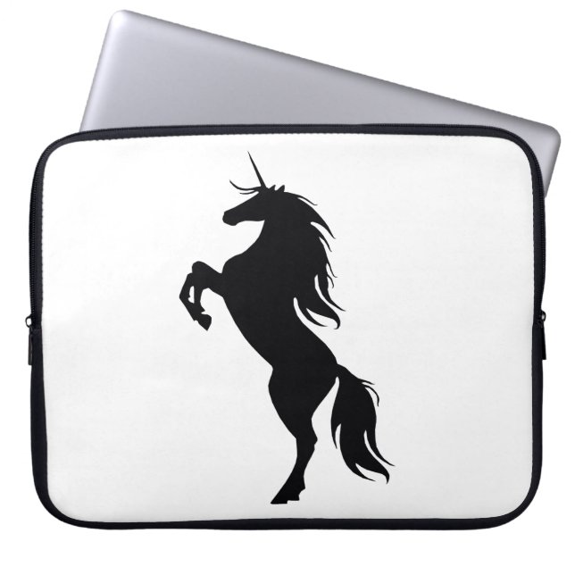 Schwarzer Einhorn-Silhouette Laptop-Sieb Laptopschutzhülle (Vorderseite)