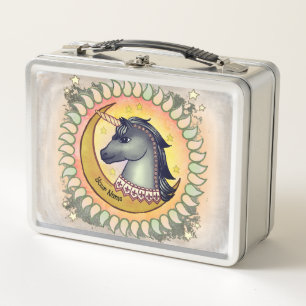 Schwarzer Einhornmond Metall Brotdose