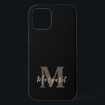Schwarzer Eleganter Mit Monogramm handgeschriebene Case-Mate iPhone Hülle<br><div class="desc">Black Elegant Mit Monogramm Handschrift Name iPhone Case</div>