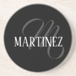 Schwarzer eleganter Personalisierter Nachname | Na Getränkeuntersetzer<br><div class="desc">Schwarz Eleganter Personalisierter Name. Sie können Ihren Namen,  den Namen eines geliebten Menschen oder eine spezielle Nachricht hinzufügen. Ob es ein herzliches Geschenk für jemanden ist,  der Ihnen lieb ist oder eine persönliche Leckerei,  die Wahl liegt bei Ihnen.</div>