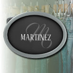 Schwarzer eleganter Personalisierter Nachname | Na Ovale Gürtelschnalle<br><div class="desc">Schwarz Eleganter Personalisierter Name. Sie können Ihren Namen,  den Namen eines geliebten Menschen oder eine spezielle Nachricht hinzufügen. Ob es ein herzliches Geschenk für jemanden ist,  der Ihnen lieb ist oder eine persönliche Leckerei,  die Wahl liegt bei Ihnen.</div>
