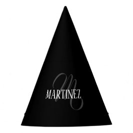 Schwarzer eleganter Personalisierter Nachname | Na Partyhütchen
