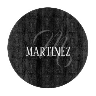 Schwarzer eleganter Personalisierter Nachname | Na Schneidebrett