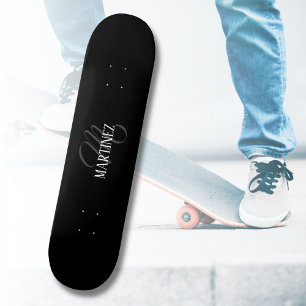 Schwarzer eleganter Personalisierter Nachname   Na Skateboard