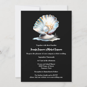 Schwarzer Elfenbein-Muschelperle-Austernstrand Einladung