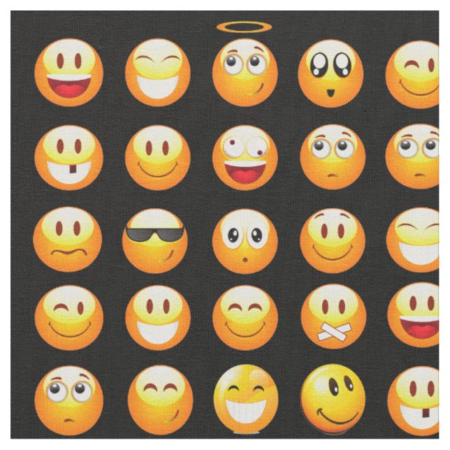 schwarzer Emojis-Stoff Stoff (Nahaufnahme)