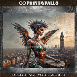 Schwarzer Engel über London Seidenpapier