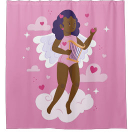 Schwarzer Engelswurm Duschvorhang