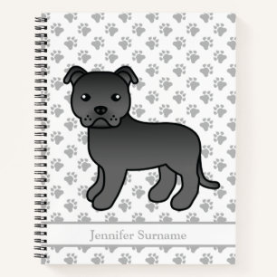 Schwarzer English Staffie Süßer Cartoon-Hund & Tex Notizbuch