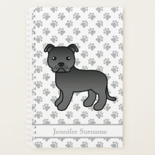 Schwarzer English Staffie Süßer Cartoon-Hund & Tex Planer