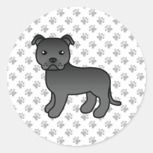 Schwarzer English Staffordshire Bull Terrier Hund Runder Aufkleber