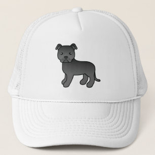 Schwarzer English Staffordshire Bull Terrier Hund Truckerkappe