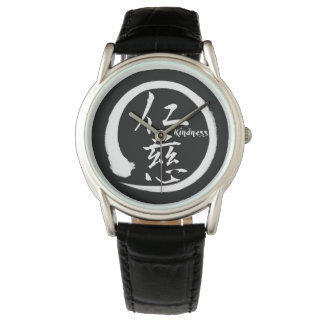 Schwarzer Enso | Japanisches Kanji für Freundlichk Armbanduhr