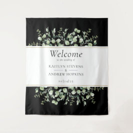 Schwarzer Eukalyptus Wedding Welcome Wandteppich