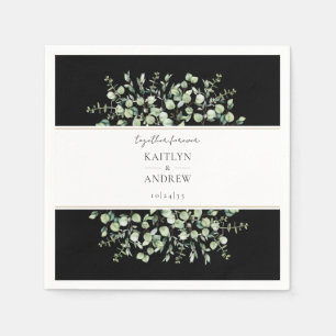 Schwarzer Eukalyptus zusammen für immer Hochzeit Serviette