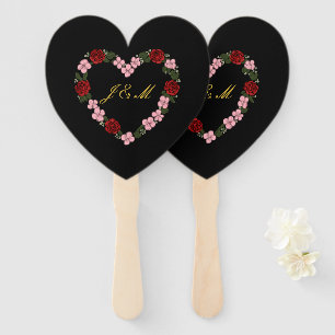 Schwarzer Fächer mit rotem und rosa Herz, Los 10