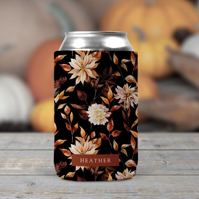 Schwarzer Fall Floral kann kühlen Dosenkühler (Black Fall Floral Can Cooler
)