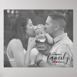 Schwarzer Familienname Est. Jahr Rotes Herz Foto Poster