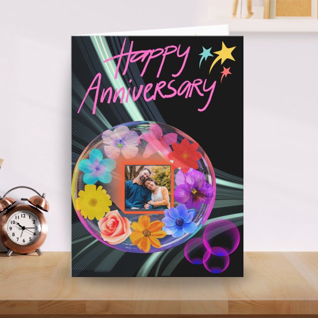 Schwarzer Farbenfroher Blumenkristall Abstrakter S Dankeskarte (Von Creator hochgeladen)