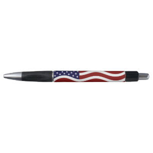 Schwarzer Farbstift mit amerikanischer Flagge Kugelschreiber