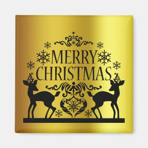 Schwarzer Faux-Gold-Frohe-Weihnachten-Magnet Magnet