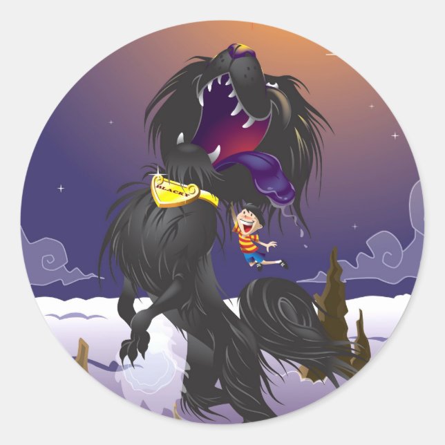 Schwarzer Feuerball Runder Aufkleber (Vorderseite)