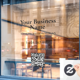 Schwarzer Firmenname Schaufenster QR-Code Kontakti Fensteraufkleber