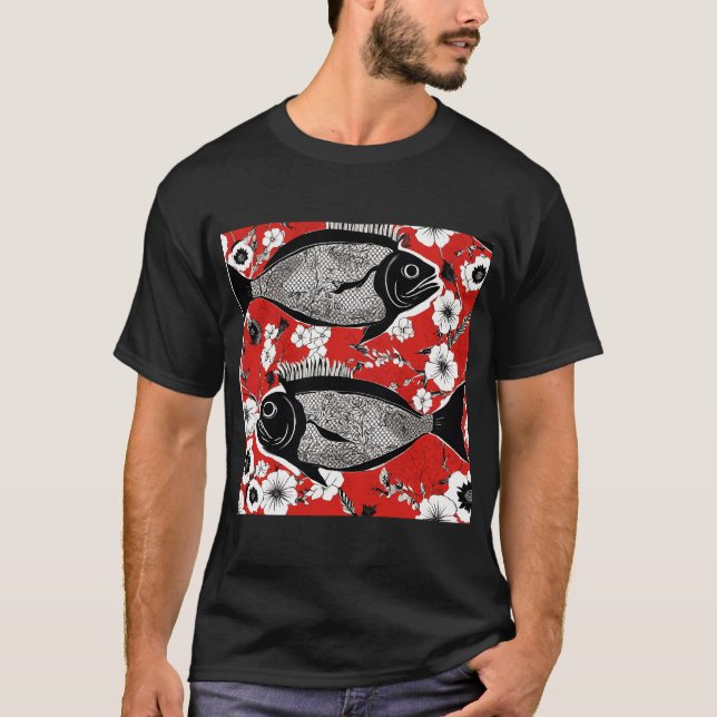 Schwarzer Fisch T-Shirt (Vorderseite)